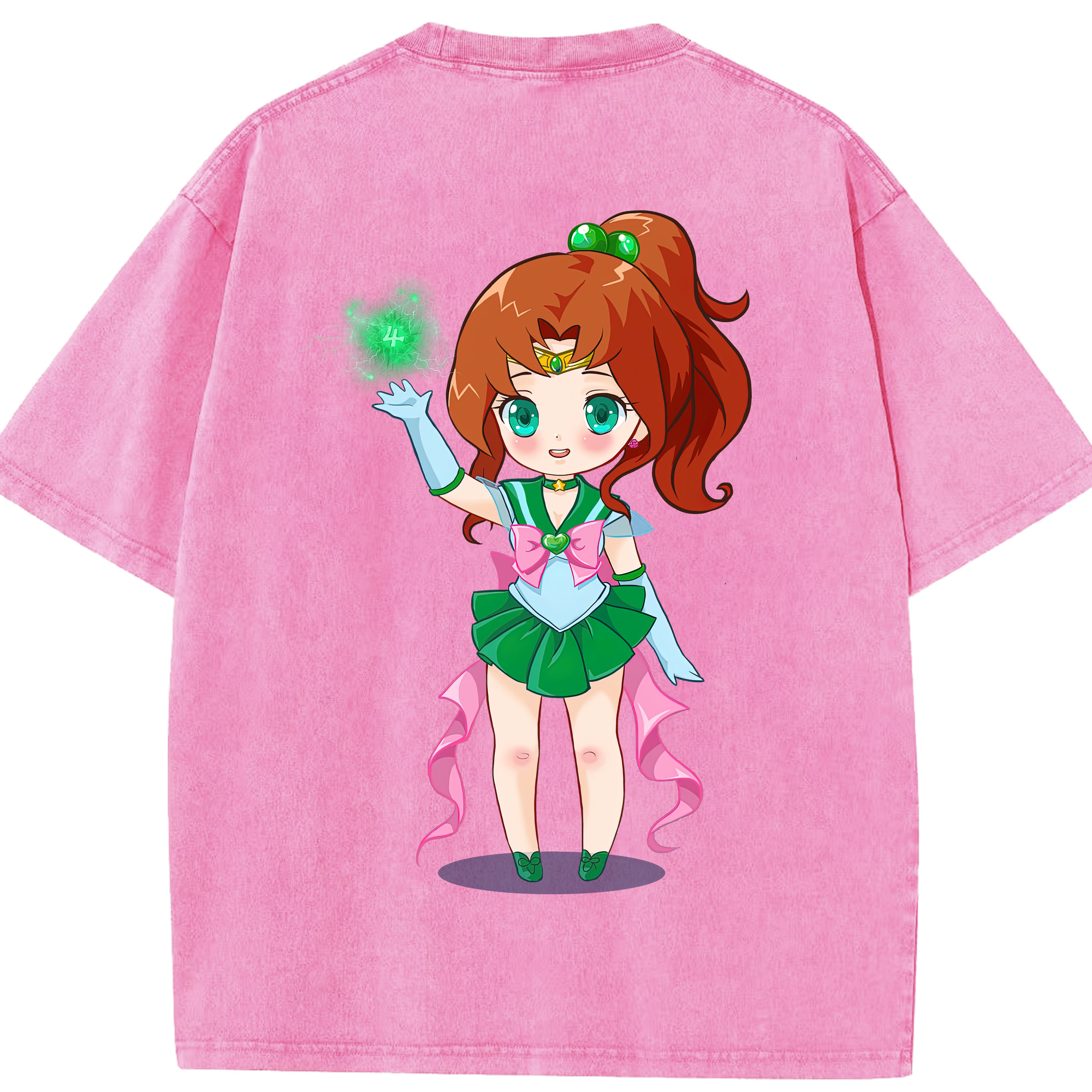 （画像用） 美少女戦士セーラームーン 木野 まこと きの まこと Sailor Moon Kino Makoto （セーラージュピター；Sailor Jupiter） 綿100% ヴィンテージ風 半袖Tシャツ（背面プリント）